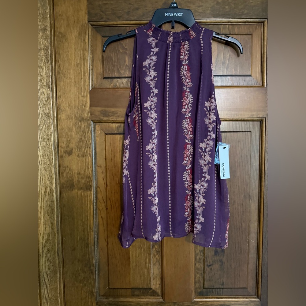 Sonoma Purple Tank Top with Floral Design